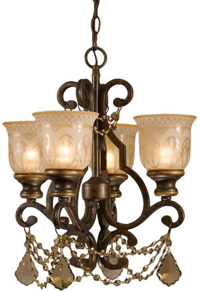 Crystorama 7504-BU-GTS Crystal Accents Four Light Mini Chandeliers from Norwalk collection in Bronze/Darkfinish,