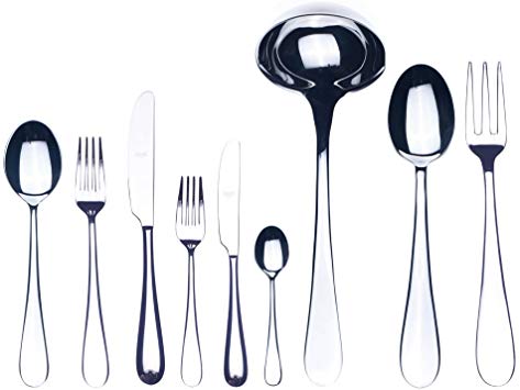 Mepra Natura 103428075 75 Pcs H/H Cutlery Set – Silver Tableware, Dishwasher Safe Cutlery