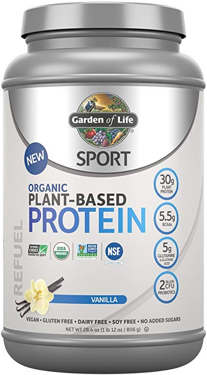 Garden Of Life Sport Organic Plant-Based Protein – BCAA Amino Acid Protein Powder, Vanilla 28.4oz (1lb 12oz / 806g) Powder