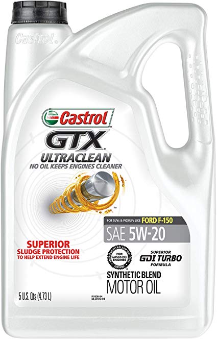 Castrol 03107 GTX ULTRACLEAN 5W-20 Motor Oil, 5 Quart