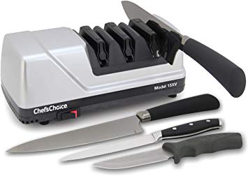 Chef’sChoice 15 Trizor XV EdgeSelect Professional Electric Knife Sharpener for Straight and Serrated Knives Diamond Abrasives Patented Sharpening System Made in USA, 3-Stage, Gray
