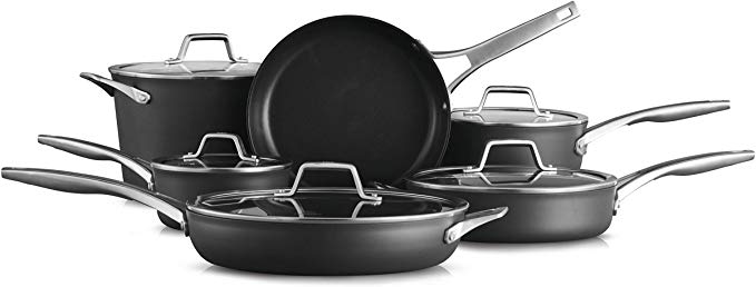 Calphalon 2029626 Premier Hard-Anodized Nonstick 11 Piece Cookware Set, Black