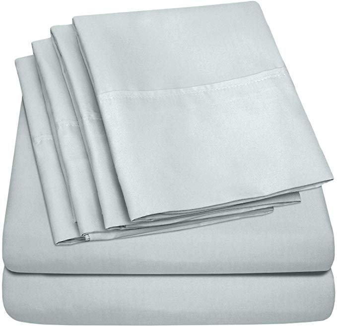 King Size Bed Sheets – 6 Piece 1500 Thread Count Fine Brushed Microfiber Deep Pocket King Sheet Set Bedding – 2 Extra Pillow Cases, Great Value, King, Porclain Blue