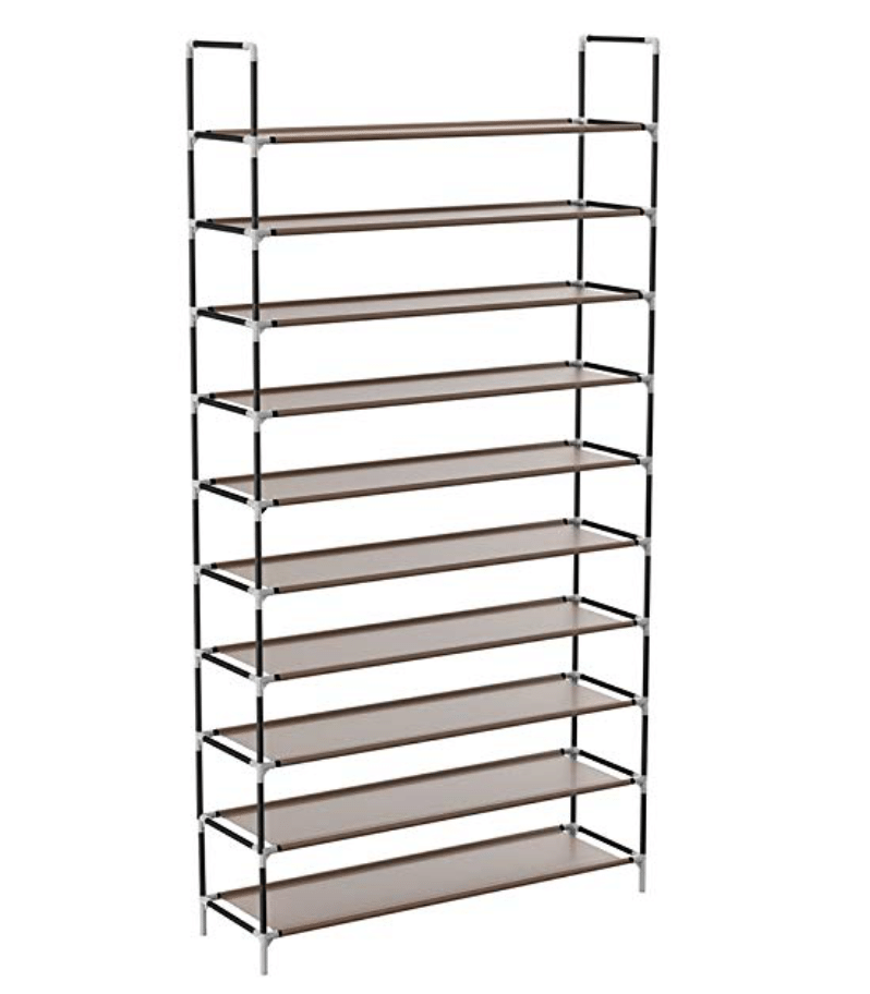 Shoe Rack 10 Tiers Shoes Organizer Storage with Spare Parts Stackable Tower Cabinet Holds up to 50 Pairs of Shoes, 68’’ x 39’’ x 10’’, DIY Assembly $21.99