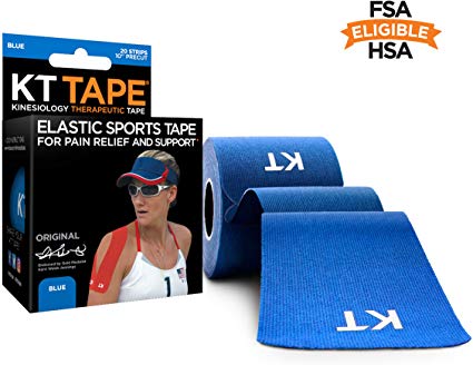 KT Tape Original Cotton Elastic Kinesiology Therapeutic Athletic Tape, 20 Precut 10 inch Strips, Blue, Latex Free, Breathable, Pro & Olympic Choice