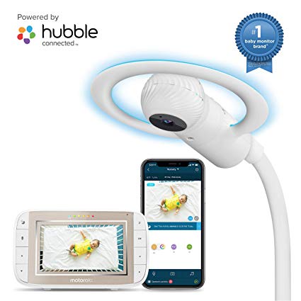 Motorola Halo+ Video Baby Monitor – Infant Wi-Fi Camera with Overhead Crib Mount – 4.3-Inch Color Screen with Infrared Night Vision and Intercom – Compatible with Remote Viewing App and Sleep Tracker