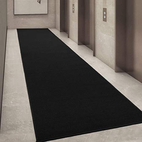 Ottohome Collection Solid Color Hallway and Wedding Runner Rug (3X12, Black)