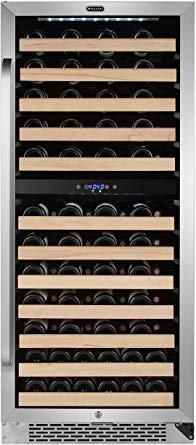 Whynter BWR-0922DZ 92 Built-in or Freestanding Stainless Steel Dual Zone Compressor Large Capacity Wine Refrigerator Rack for Open Bottles and LED Display, One Size, Black