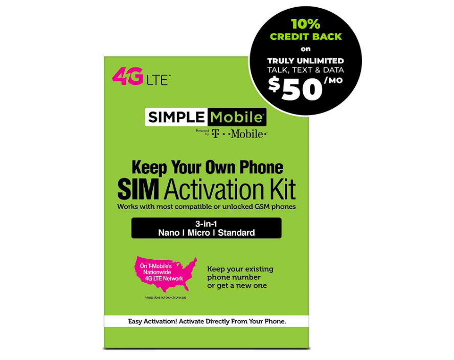 Simple Mobile Truly Unlimited Exclusive Plan on Amazon – $50