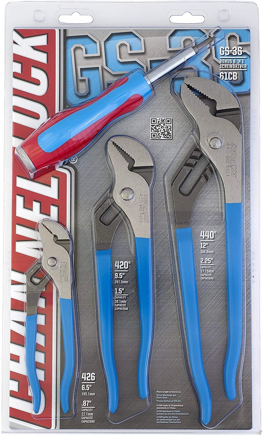 Channellock GS-3SA 4-Piece Tongue and Groove Plier Set