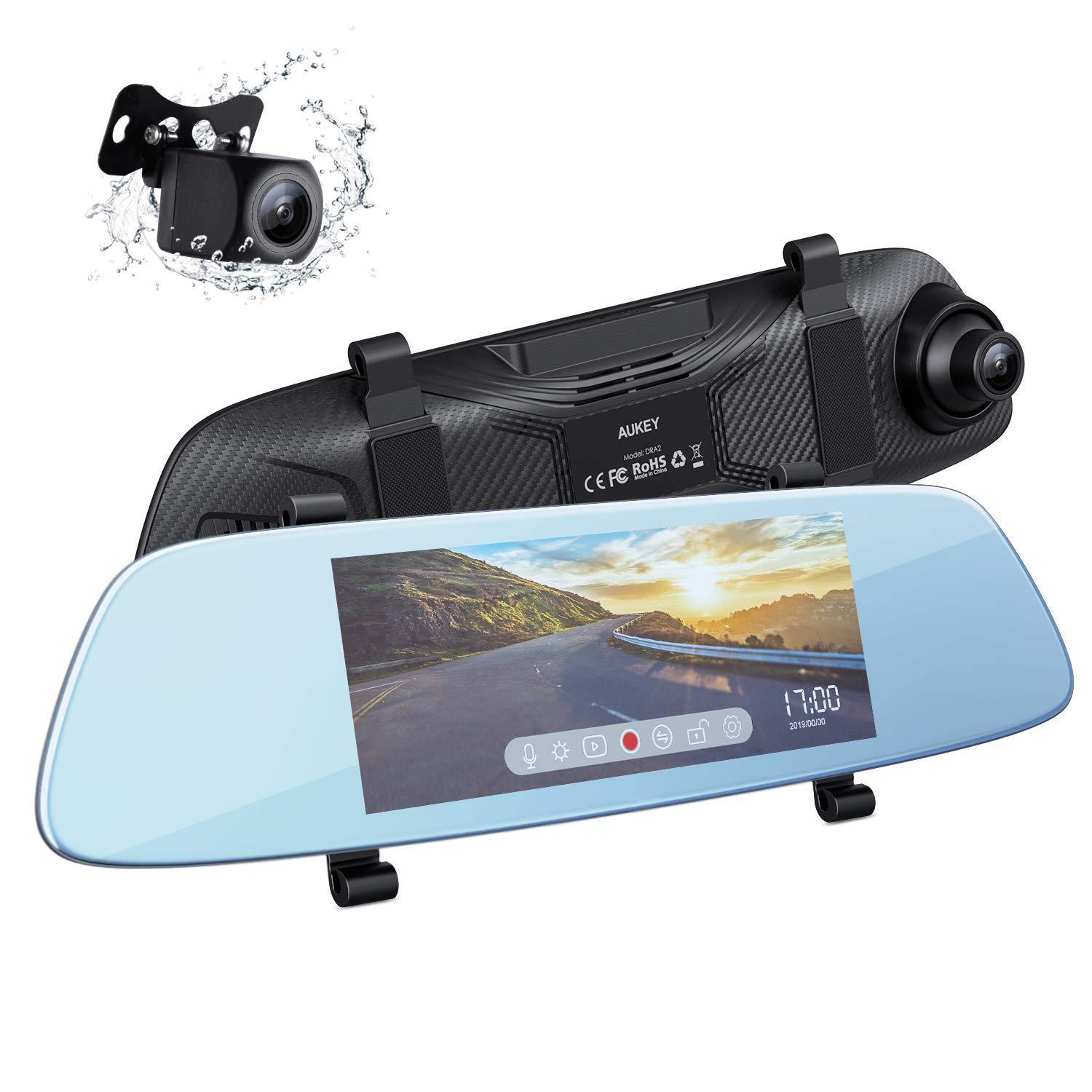 Aukey DRA2 1080p 6.8″ Mirror Dash Camera w/ Touchscreen $50.40 + free s/h
