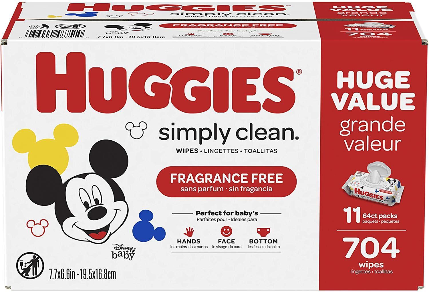704-Count Huggies Simply Clean Fragrance-free Baby Wipes