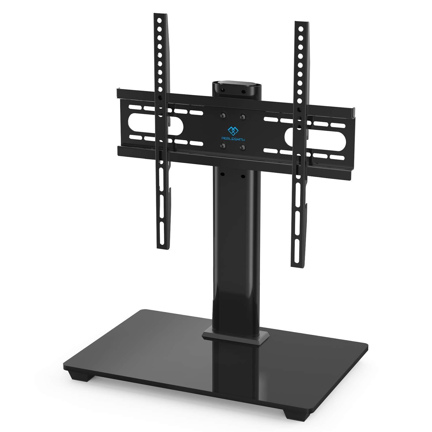 PERLESMITH Table Top TV Stand for 37″ – 55″ TVs – Height Adjustable TV Base Stand with Tempered Glass Base & Wire Management, VESA 400x400mm $19.99