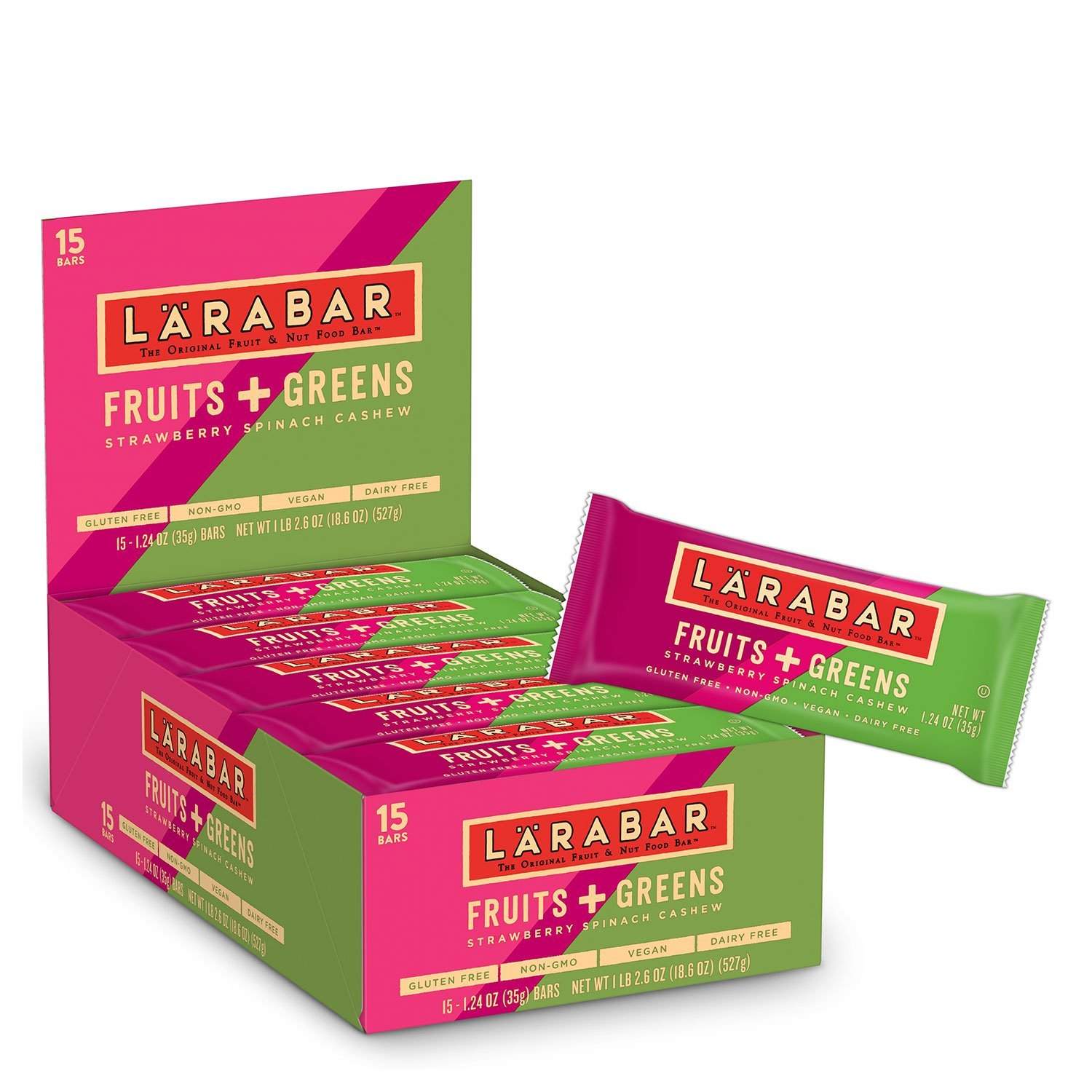 15-Ct 1.24oz Larabar Gluten Free Fruits + Greens Bars (Strawberry Spinach Cashew)