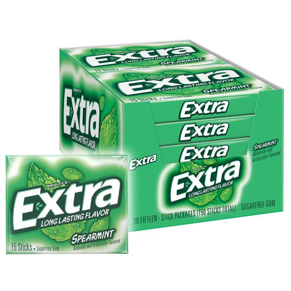 10-Pack of 15-Count Extra Sugarfree Gum (Spearmint)