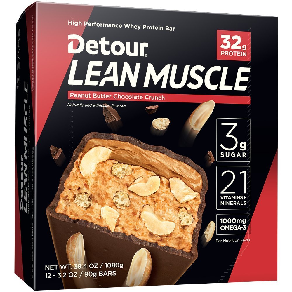 Detour Lean Muscle Whey Protein Bar, Peanut Butter Chocolate Crunch, 3.2 Ounce (Pack of 12) $11.12 with s/s