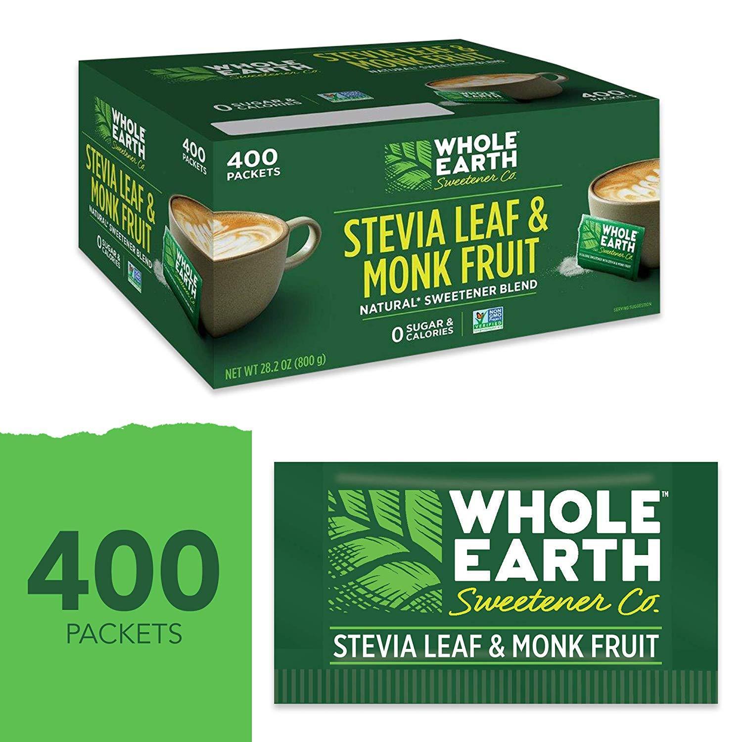 Whole Earth Sweetener Stevia Leaf & Monk Fruit Zero Calorie Sweetener, 400 Count Packets – $13.49 @ Amazon.com