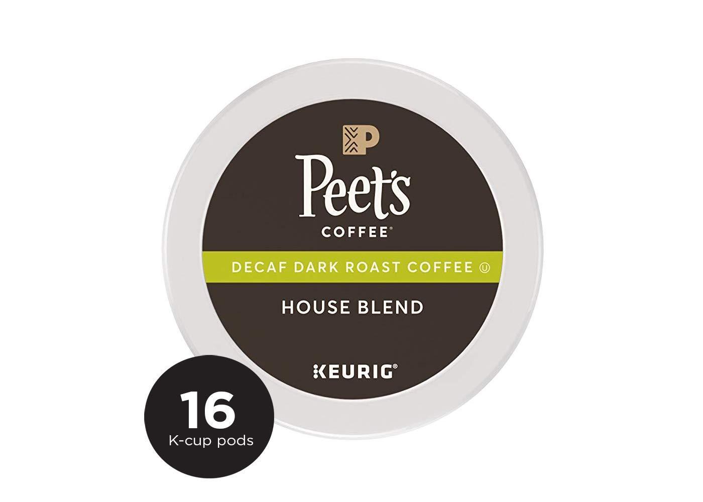 16-Count Peet’s Coffee Decaf House Blend K-Cups (Dark Roast)