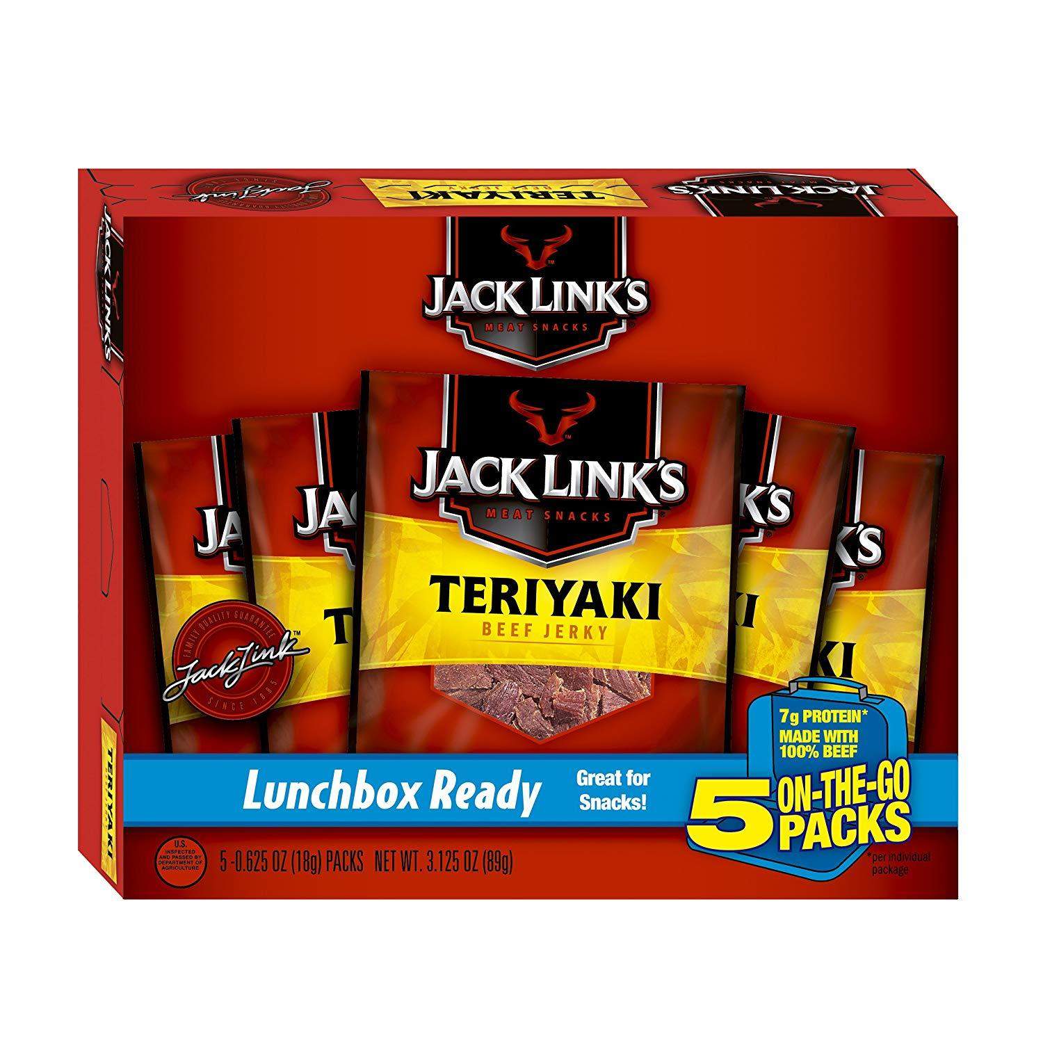Jack Link’s Beef Jerky 5 Count Multipack, Teriyaki, 5, 0.625 oz. Bags $2.98 with s/s