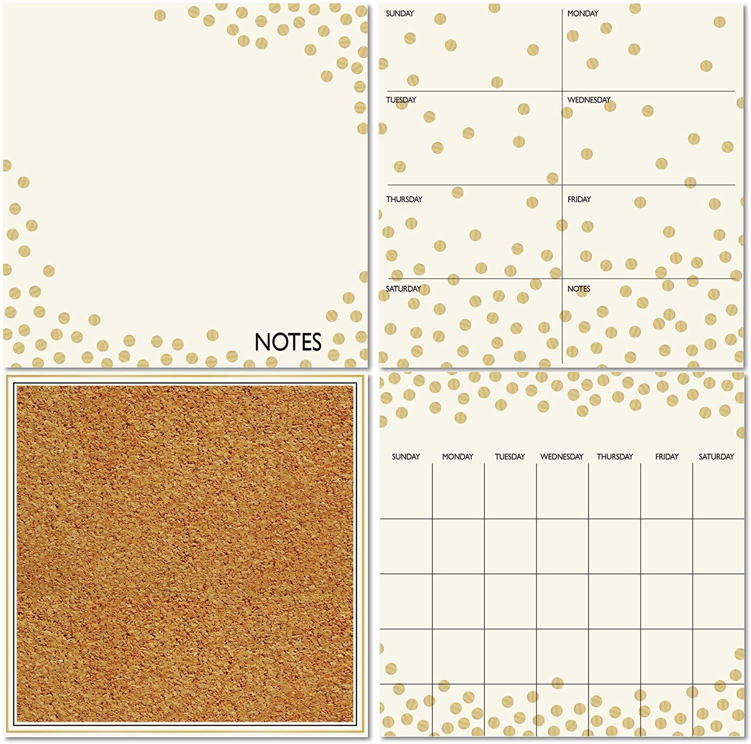 4-Piece Wall Pops Peel & Stick Gold Confetti Organization Kit