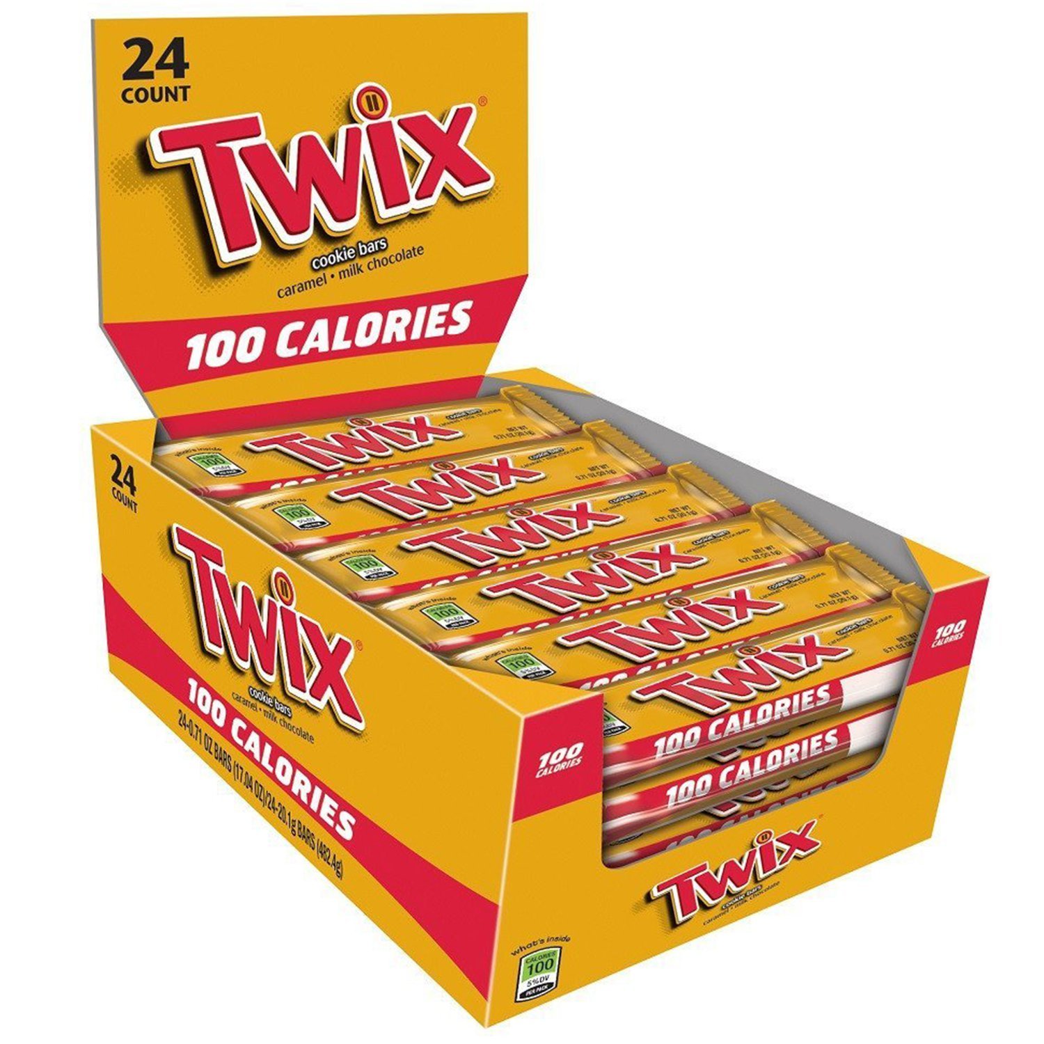 Twix 100 Calories Caramel Chocolate Cookie Bar Candy 0.71-Ounce Bar 24-Count Box $8.25