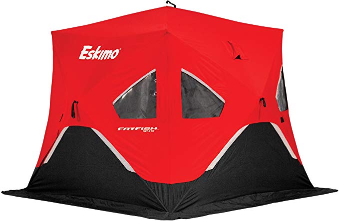 Eskimo FatFish Portable 3-4 Person Pop Up Ice Fishing Shanty Shack Shelter Hut