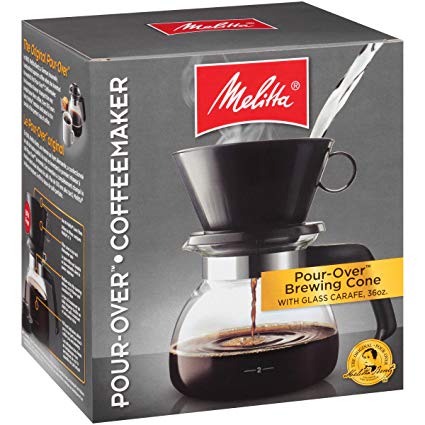 Melitta 6-Cup Pour Over Coffee Brewer w/ Glass Carafe, Black