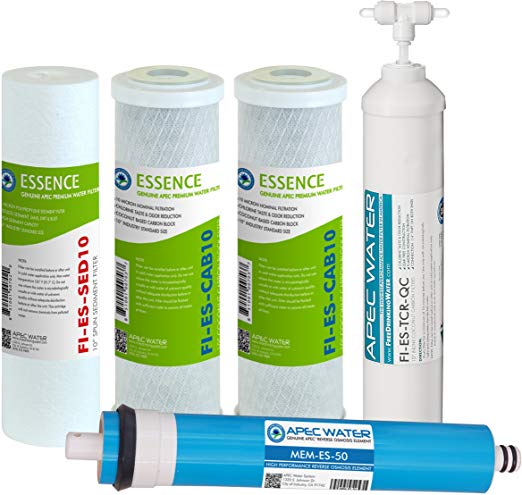 APEC Water Systems FILTER-MAX-ES50 50 GPD High Capacity Complete Replacement Filter Set For Essence Series Reverse Osmosis Water Filter System Stage 1-5