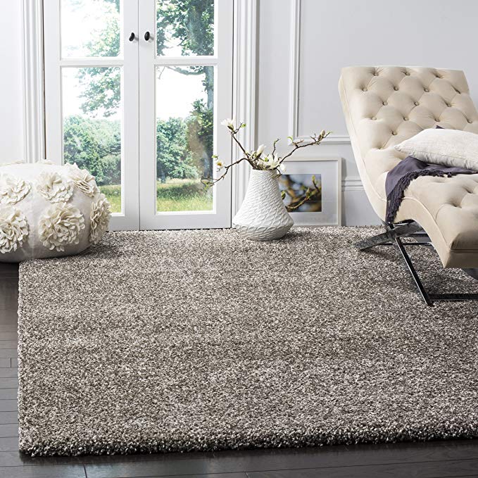Safavieh Milan Shag Collection SG180-8080 Grey Square Area Rug (10′ Square)