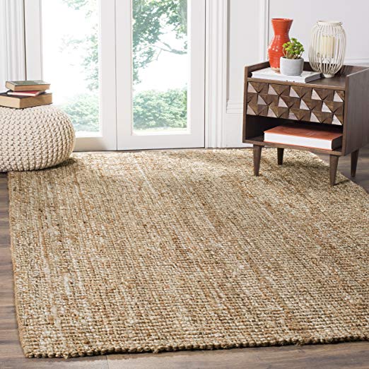 Safavieh Natural Fiber Collection NF447N Hand Woven Natural and Ivory Jute Area Rug (9′ x 12′)