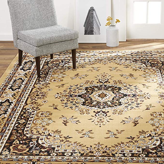 Home Dynamix Premium Sakarya Traditional Area Rug, Oriental Tan 5’2″x7’4″