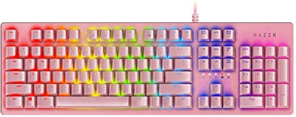 Razer Huntsman Gaming Keyboard: Opto-Mechanical Key Switches - Instant Response Actuation - Customizable Chroma RGB Lighting - Programmable Macro Functionality - Quartz Pink