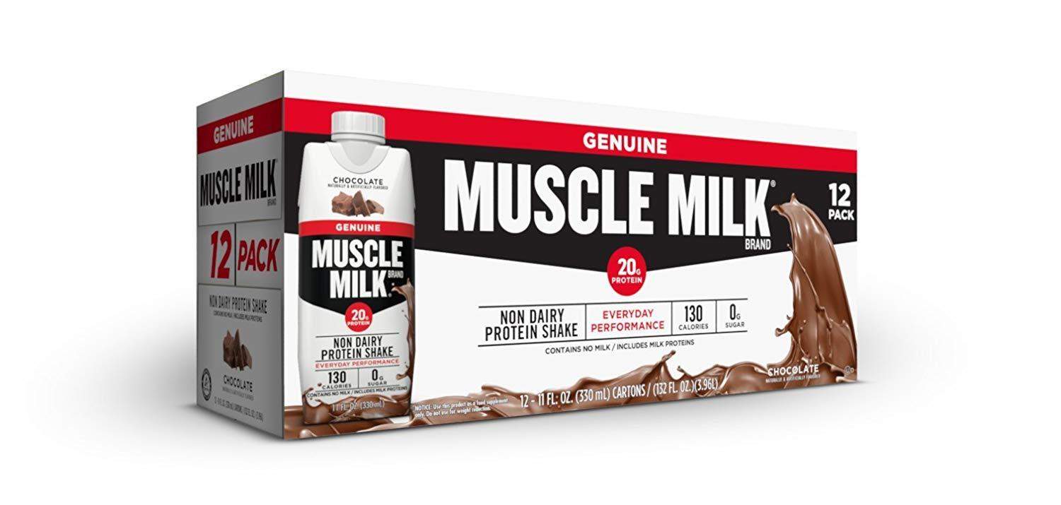 12-Pack 11oz Muscle Milk 25g Protein Shakes (Chocolate)