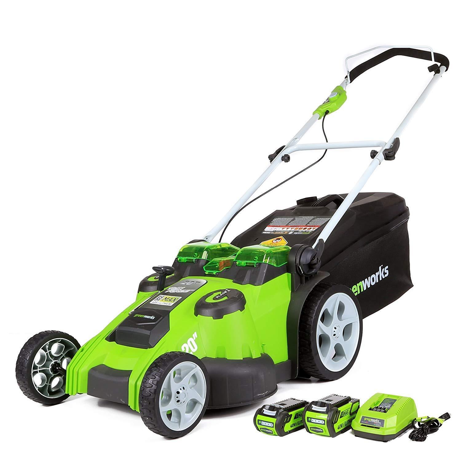 Greenworks 20″ 40V Twin Force Cordless Lawn Mower w/ 4Ah & 2Ah Batteries $229.99 + Free Shipping