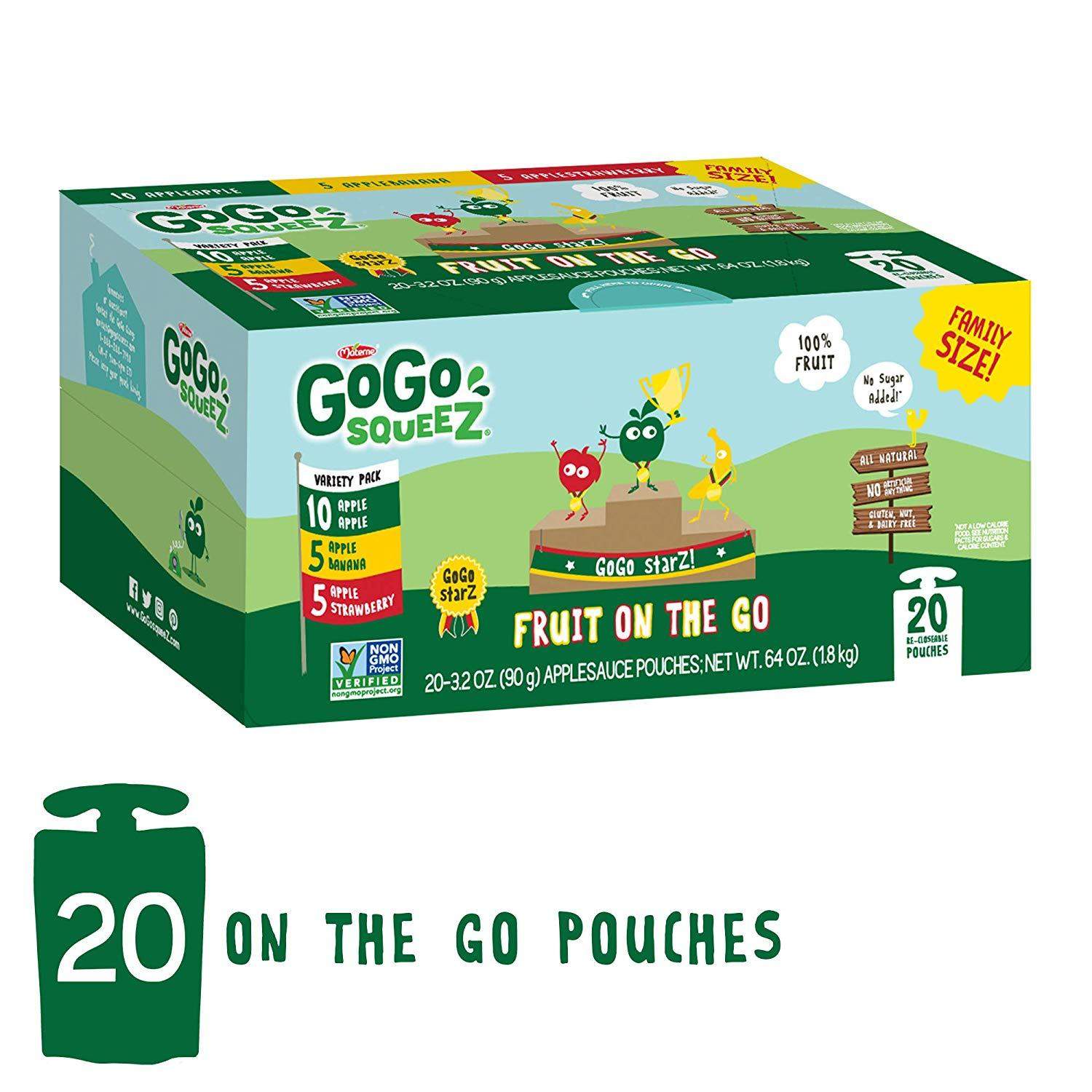 20-Count 3.2-Oz GoGo squeeZ Applesauce on the Go (Variety Pack)