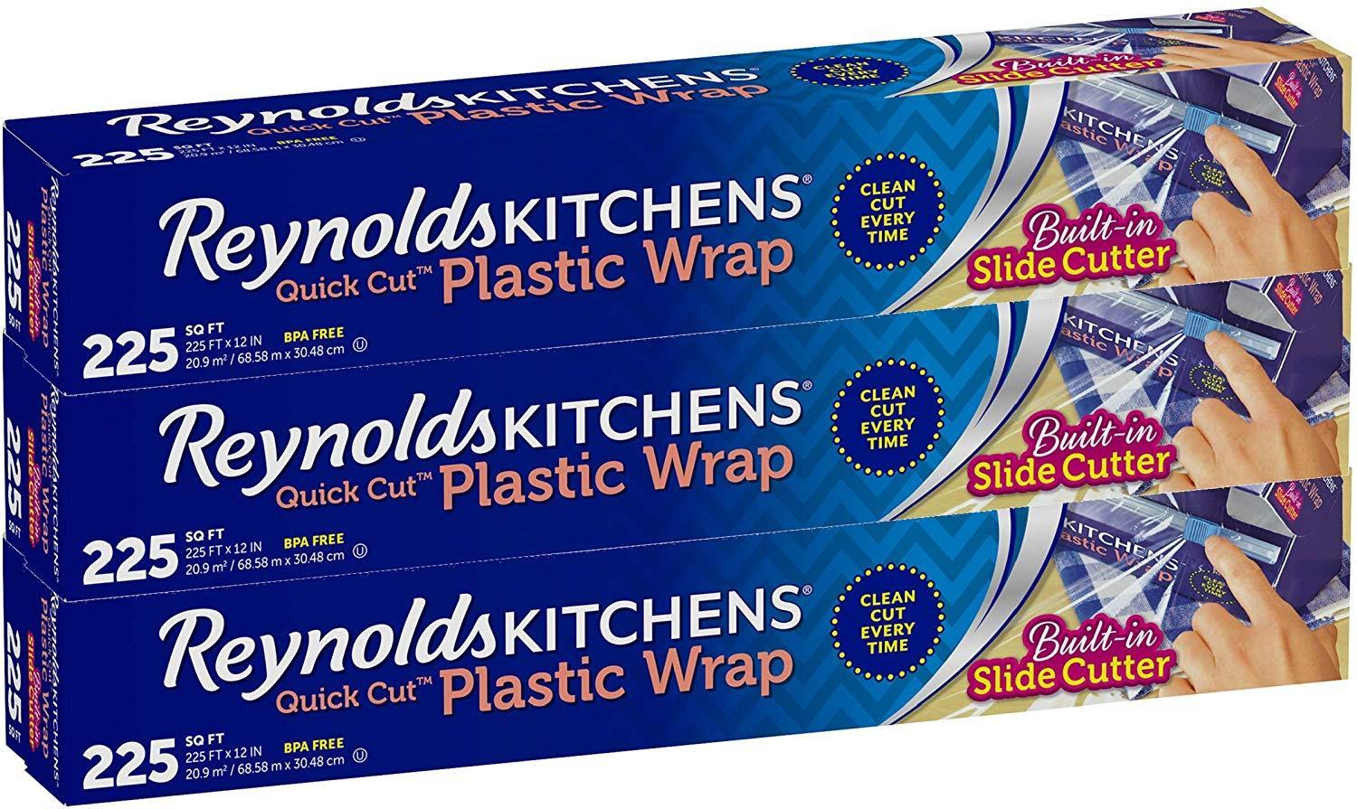3-Pack 225 Sq Ft Reynolds Kitchens Quick Cut Plastic Wrap