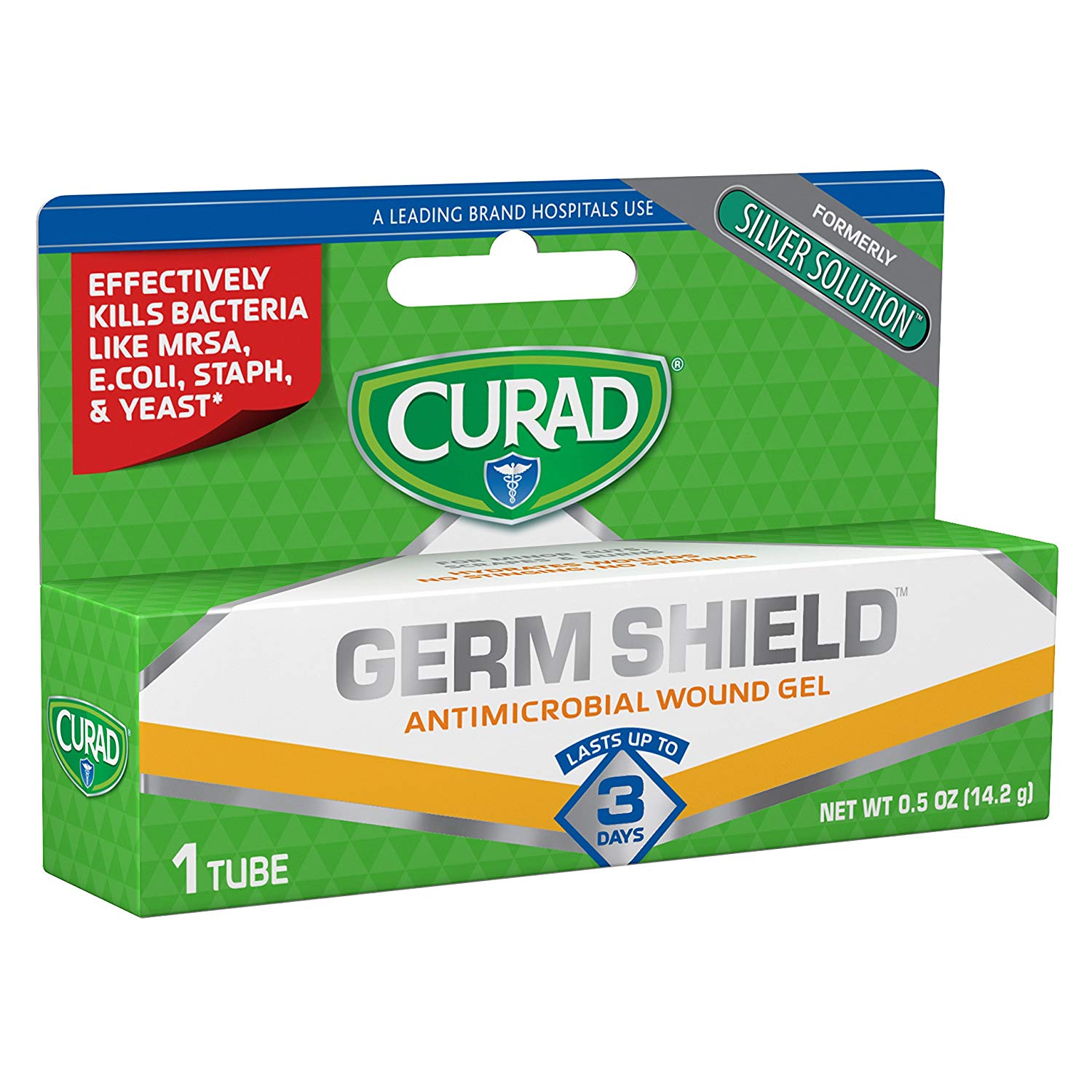 Curad Germ Shield Antimicrobial Silver Wound Gel 0.5 ounces (1 tube), for topical cuts, wounds, diabetic sores, MRSA, bacteria, fungus, yeast: $5.70 + FS