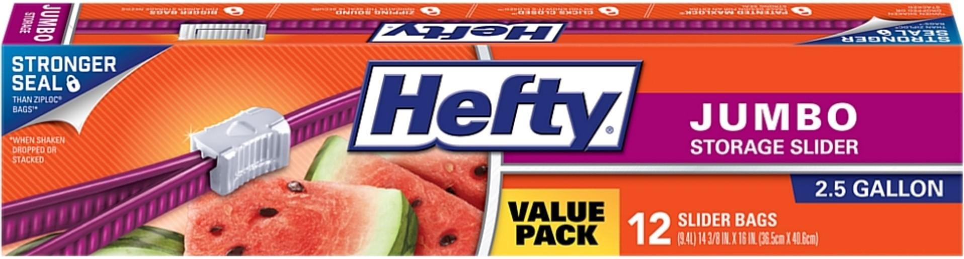 Hefty Slider Jumbo Food Storage Bags – 2.5 Gallon Size, 12 Count $2.59