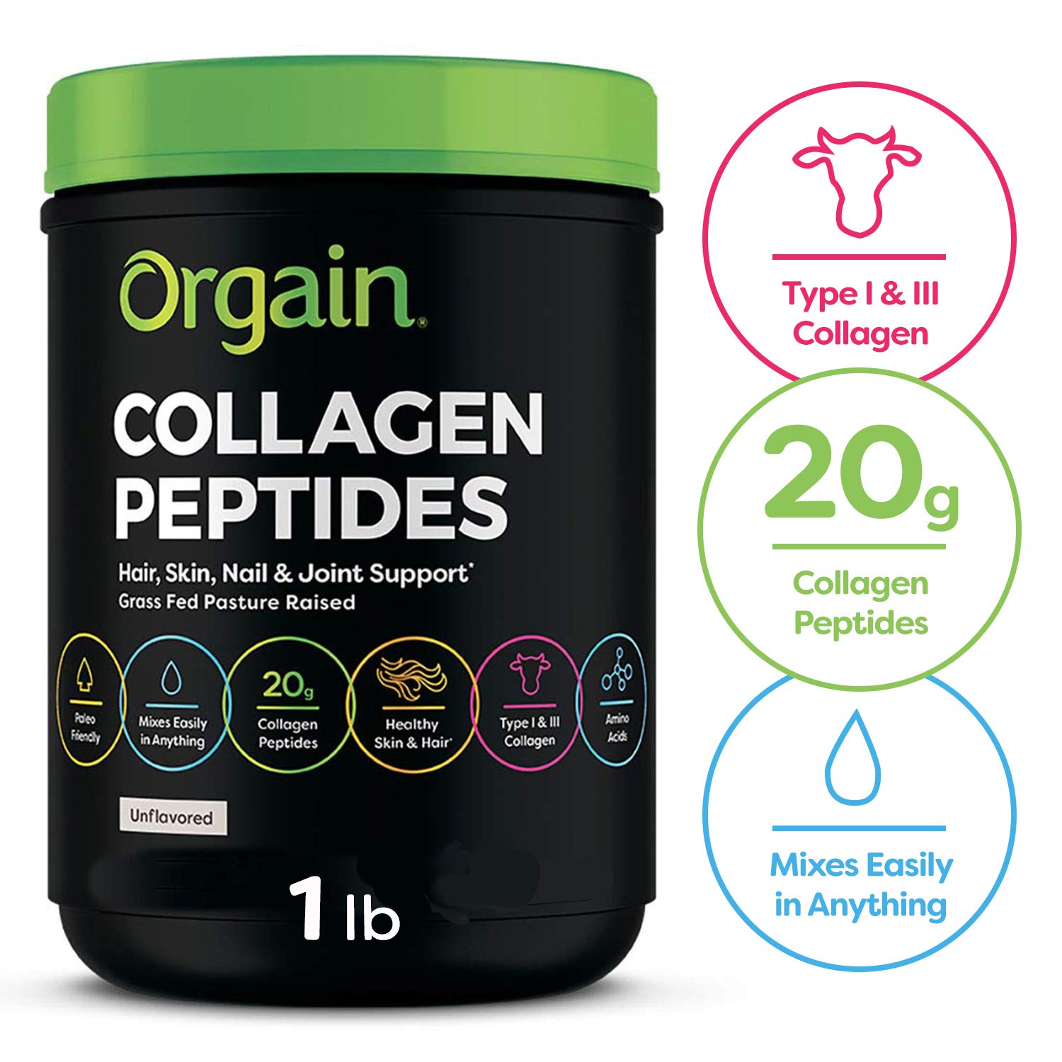 16oz Orgain Hydrolyzed Collagen Peptides Protein Powder
