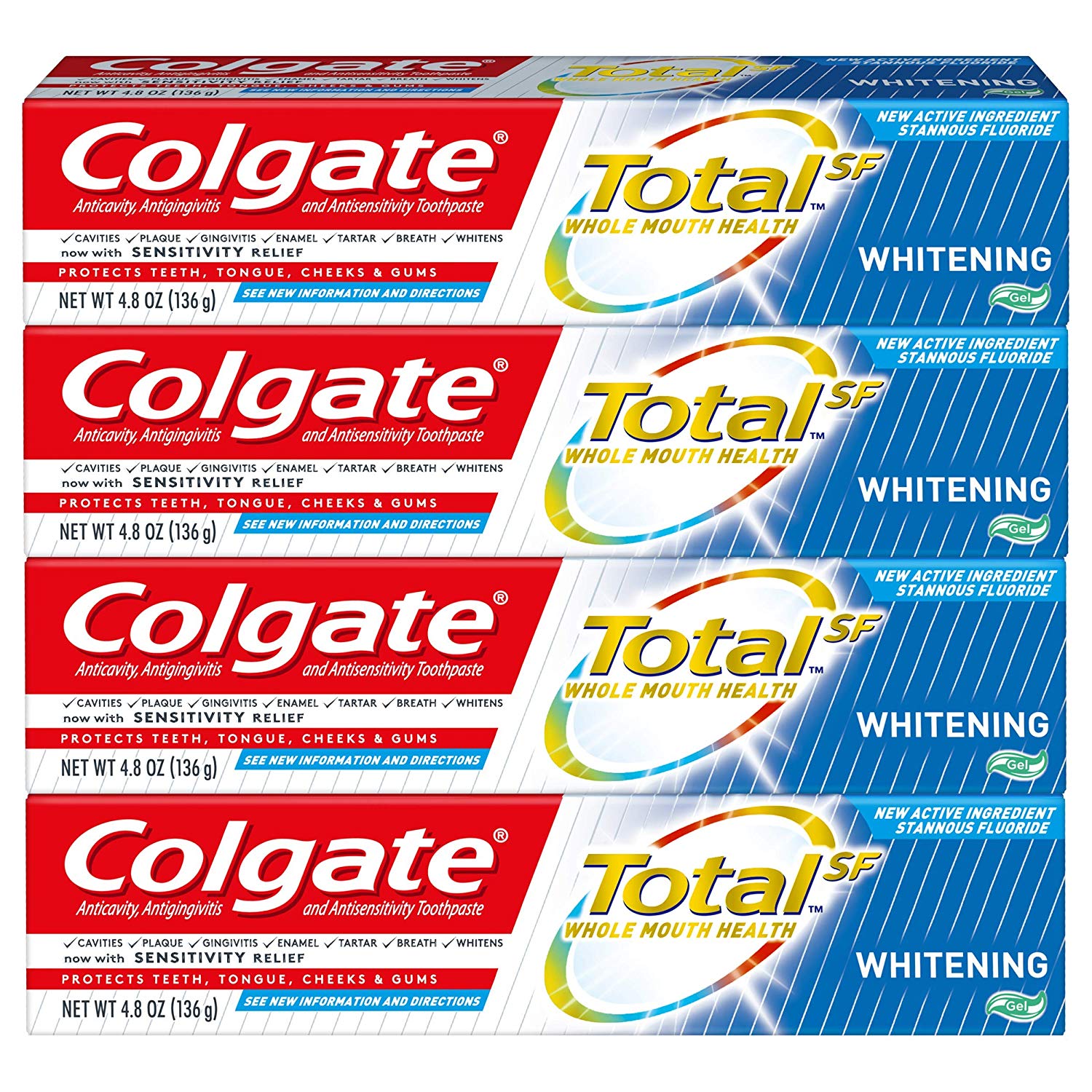 4-Pack 4.8oz Colgate Total Whitening Toothpaste Gel