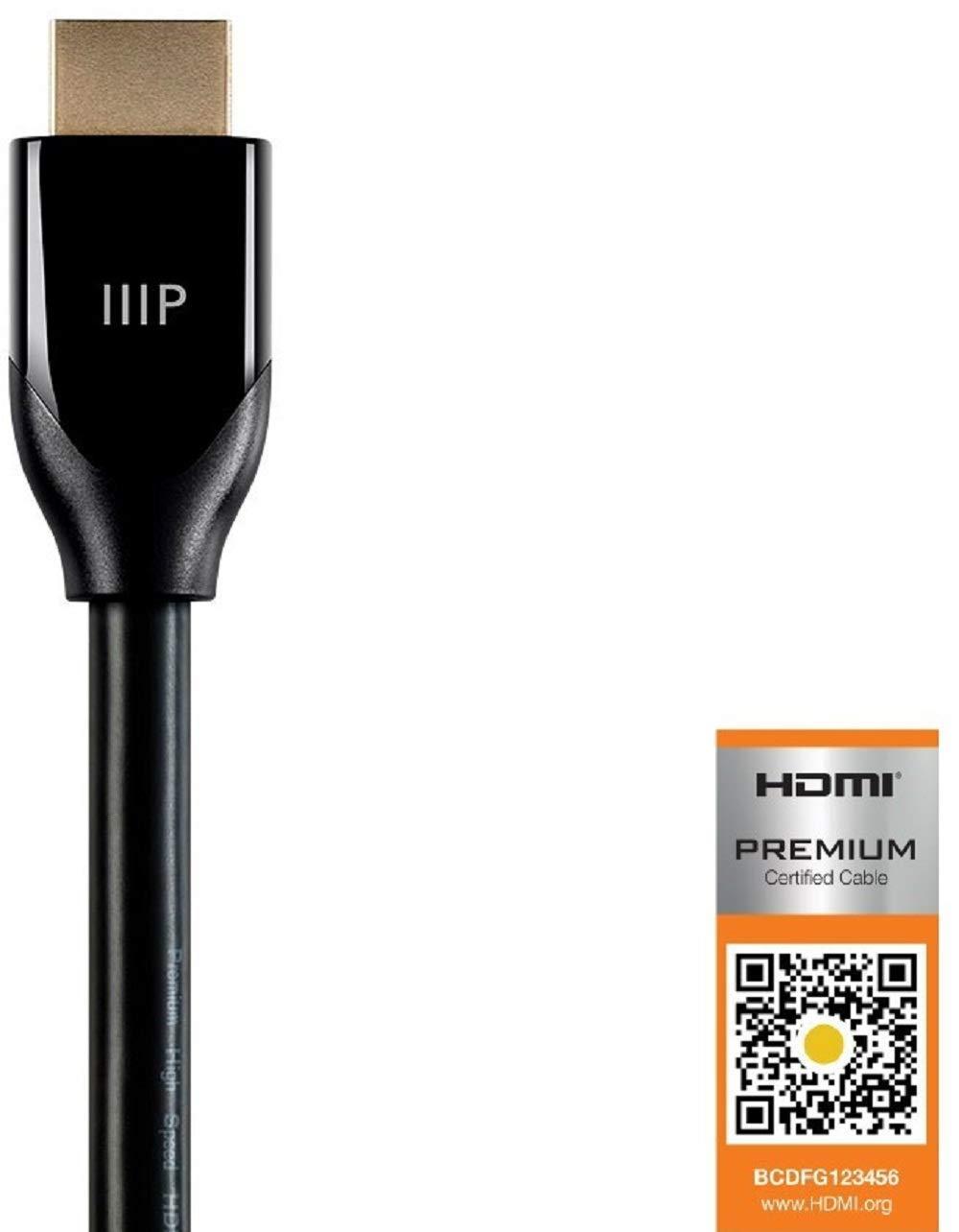 Monoprice Certified Premium HDMI Cable – Black – 6 Feet (3 Pack) 4K@60Hz HDR 18Gbps 28AWG – $13.95