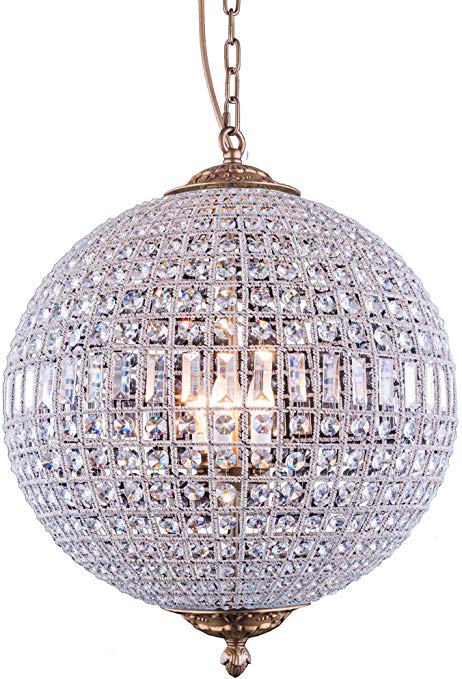 OmniLucent ARCD24FG-3615 Kingsley Collection Chandelier with 5 Lights and Clear Crystals, 24.5″ x 24.5″ x 30″, French Gold Finish