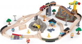 61-Piece KidKraft Bucket Top Wooden Train Set attract/ Bulldozer, Crane & More
