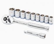 11-Piece Kobalt MetricthatSocket three(3)/(eight)8″ Polished Chrome Mechanics Tool Set