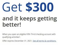 Fifth Third New Checking Account: $300 Bonus after $500+ Direct Deposit inside 60 Days