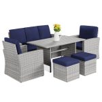 6-Piece Conversation Wicker Dining Table Outdoor Patio Furniture Set (4 Color Choices) w/ Protective Cover $600 + 5% SD Cashback + Free Shipping