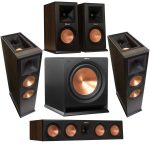 Klipsch Bundle: 2x RP-280FA, 2x RP-150M, 1x RP-450C + 12″ R-112SW Sub (Walnut)