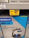 Kobalt 4-Gallon Plastic Backpack Sprayer w/ 2ah battery and charger lowes B&M YMMV – $67.57