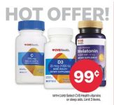 CVS ExtraCare Members: In Store- Choose nutritional vitamins and Sleep Meds for $0.99 ; Glorious deal on Melatonin
