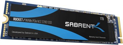 1TB Sabrent Rocket M.2 2280 PCIe Gen3 x 4 NVMe Solid State Drive